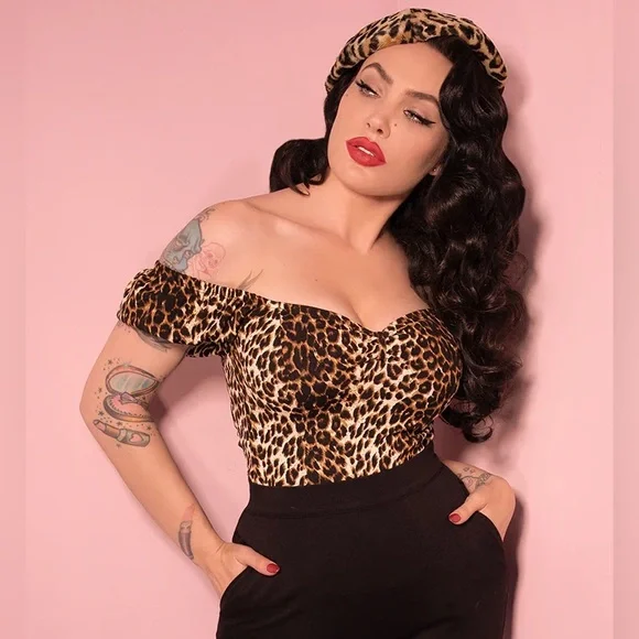 Vixen by Micheline Pitt Leopard Powder Puff Top - Picture 9 of 10